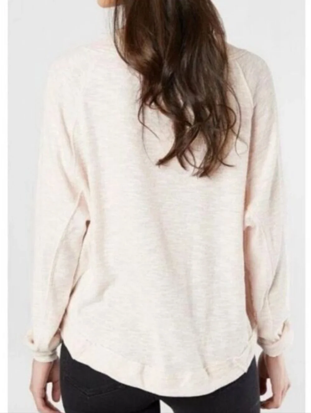 Free People We the Free lightweight cream crewneck sweater